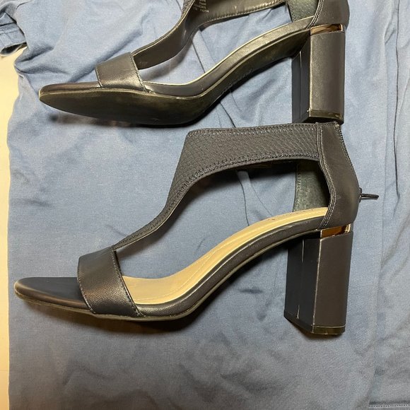 Alfani Womens Step N Flex Foxxii Sandal Block Heel Shoes Blue Leather Size 9.5 - Picture 4 of 11